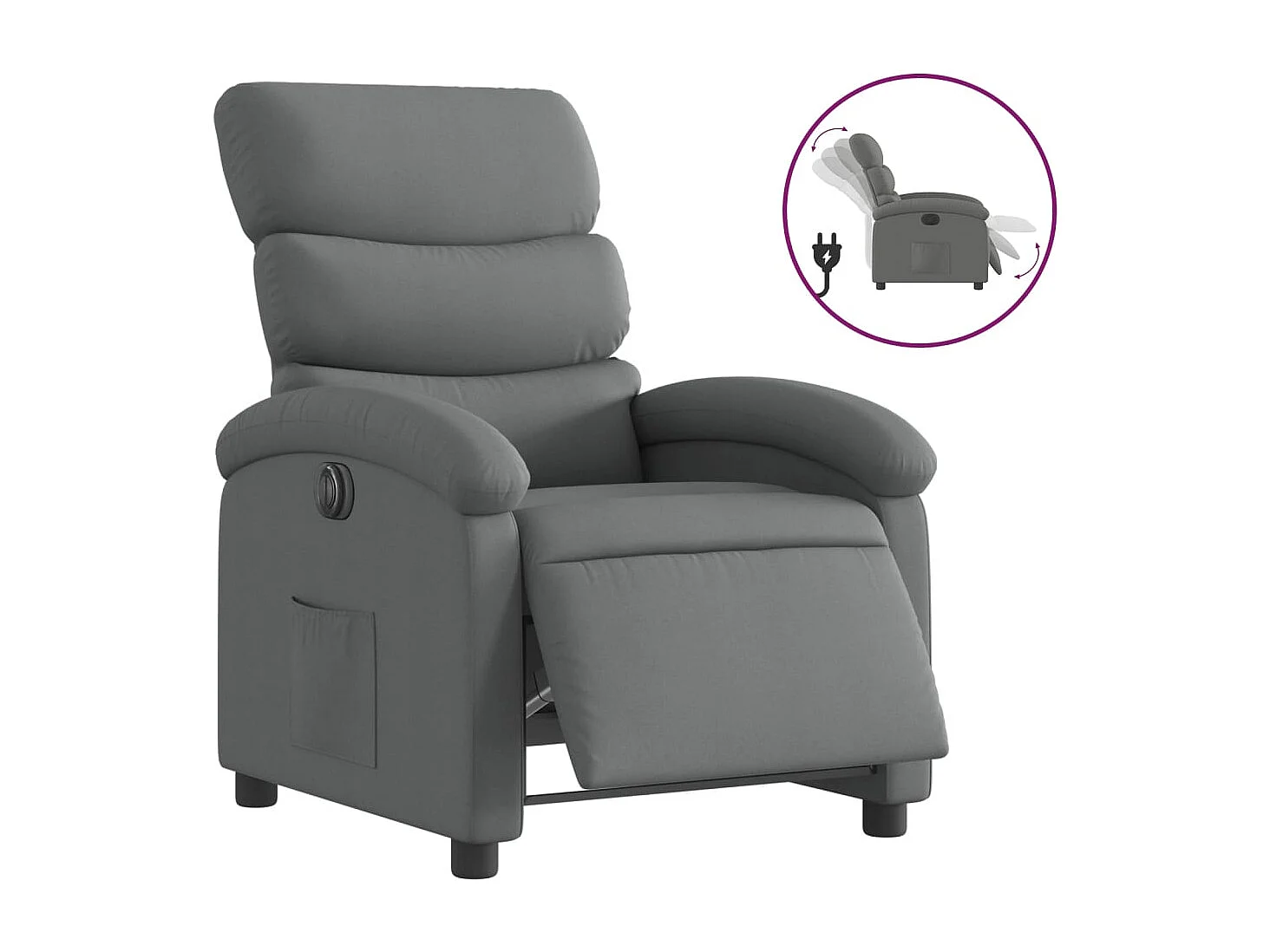 Fauteuil relax TV fonction tissu grise 70 x 92 x 99.5 cm DEC028350