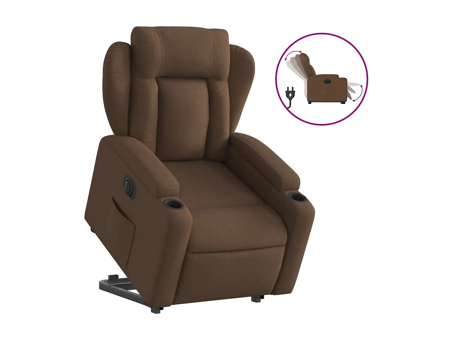 Fauteuil relax TV fonction tissu marron 77 x 94.5 x 100 cm DEC028452