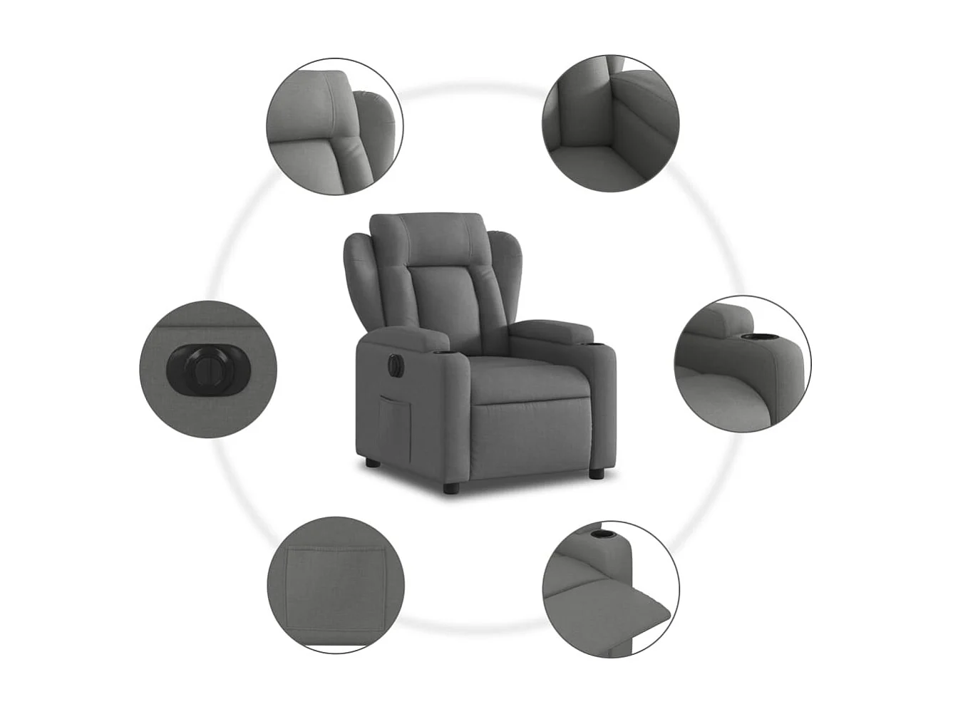 Fauteuil relax TV fonction tissu grise 77 x 94.5 x 100 cm DEC028339