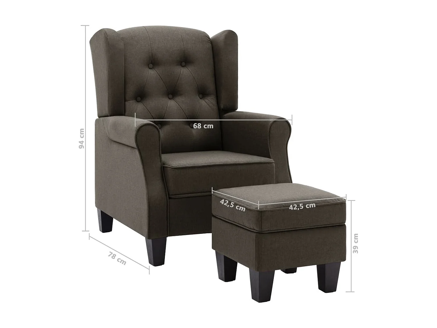 Fauteuil lounge design moderne tissu 68 x 78 x 94 cm DEC026845