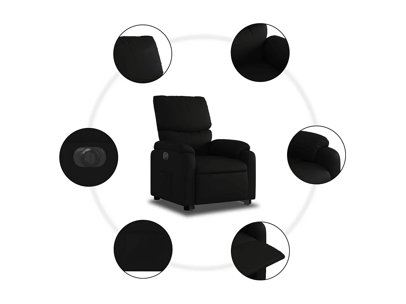 Fauteuil relax TV fonction PVC noire 75 x 99 x 99 cm DEC028469