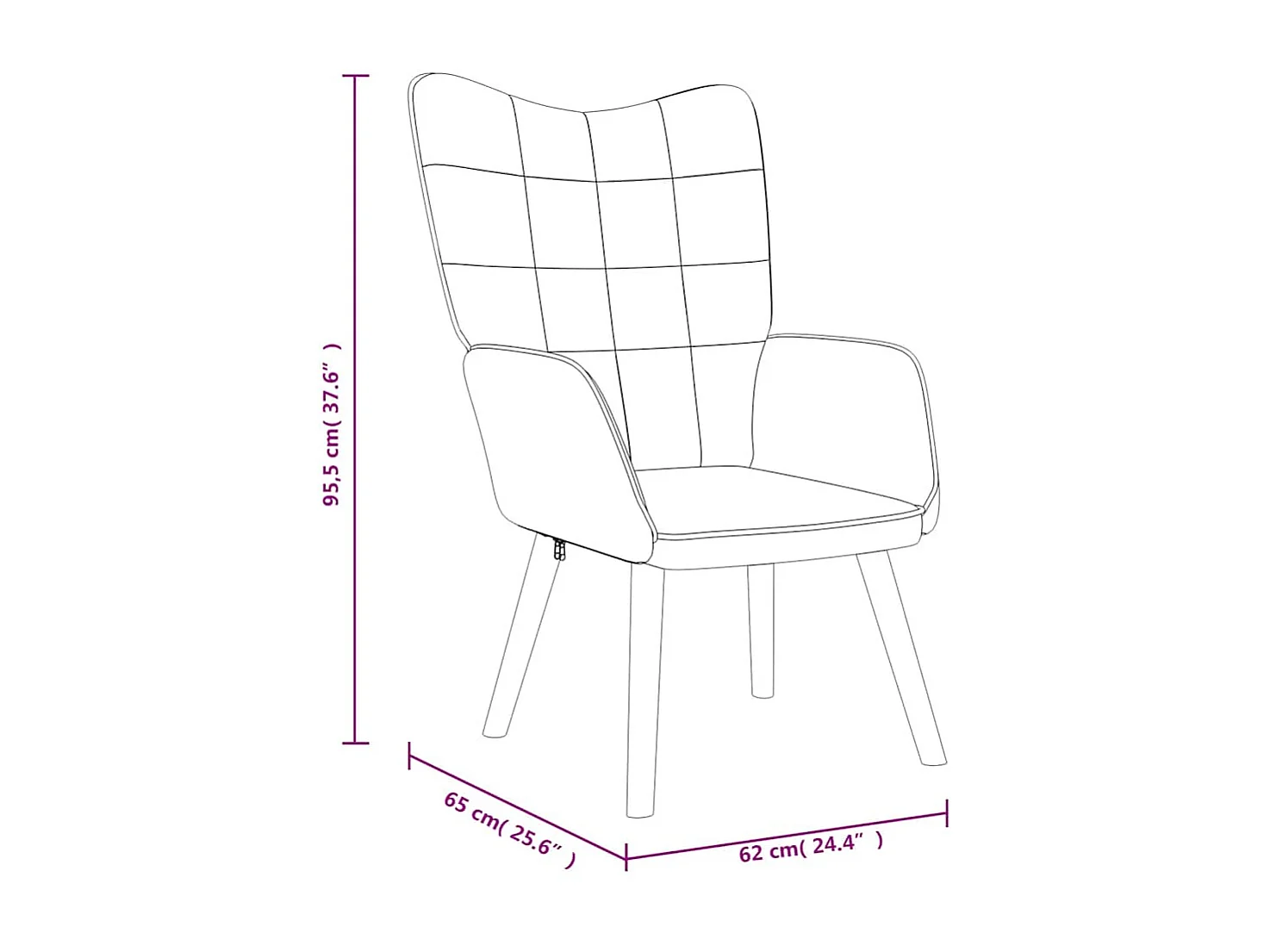 Fauteuil lounge chaise de tissu grise 61.5 x 69 x 95.5 cm DEC026586