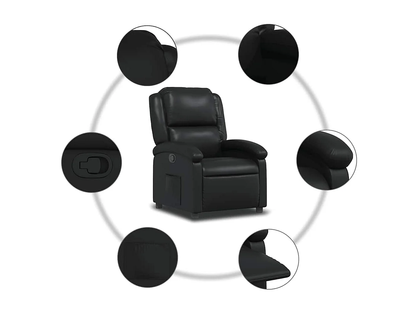 Fauteuil relax TV rembourrage PVC noire 71 x 86.5 x 99.5 cm DEC028080