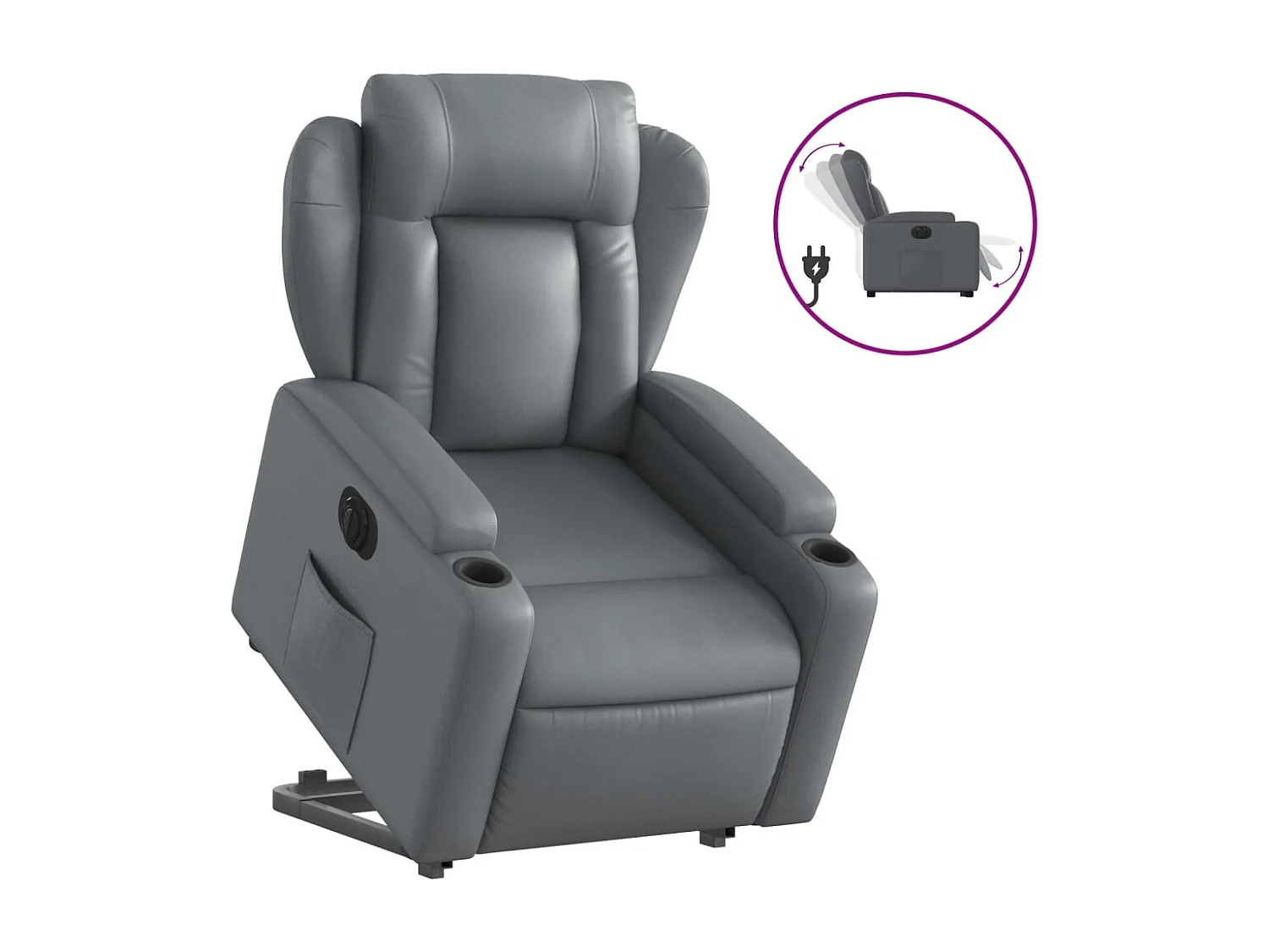 Fauteuil relax TV fonction PVC grise 77 x 94.5 x 100 cm DEC028383