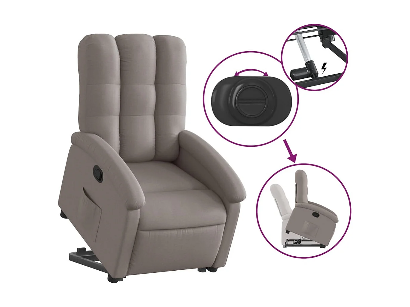 Fauteuil relax TV rembourrage tissu 70 x 93 x 101 cm DEC028189