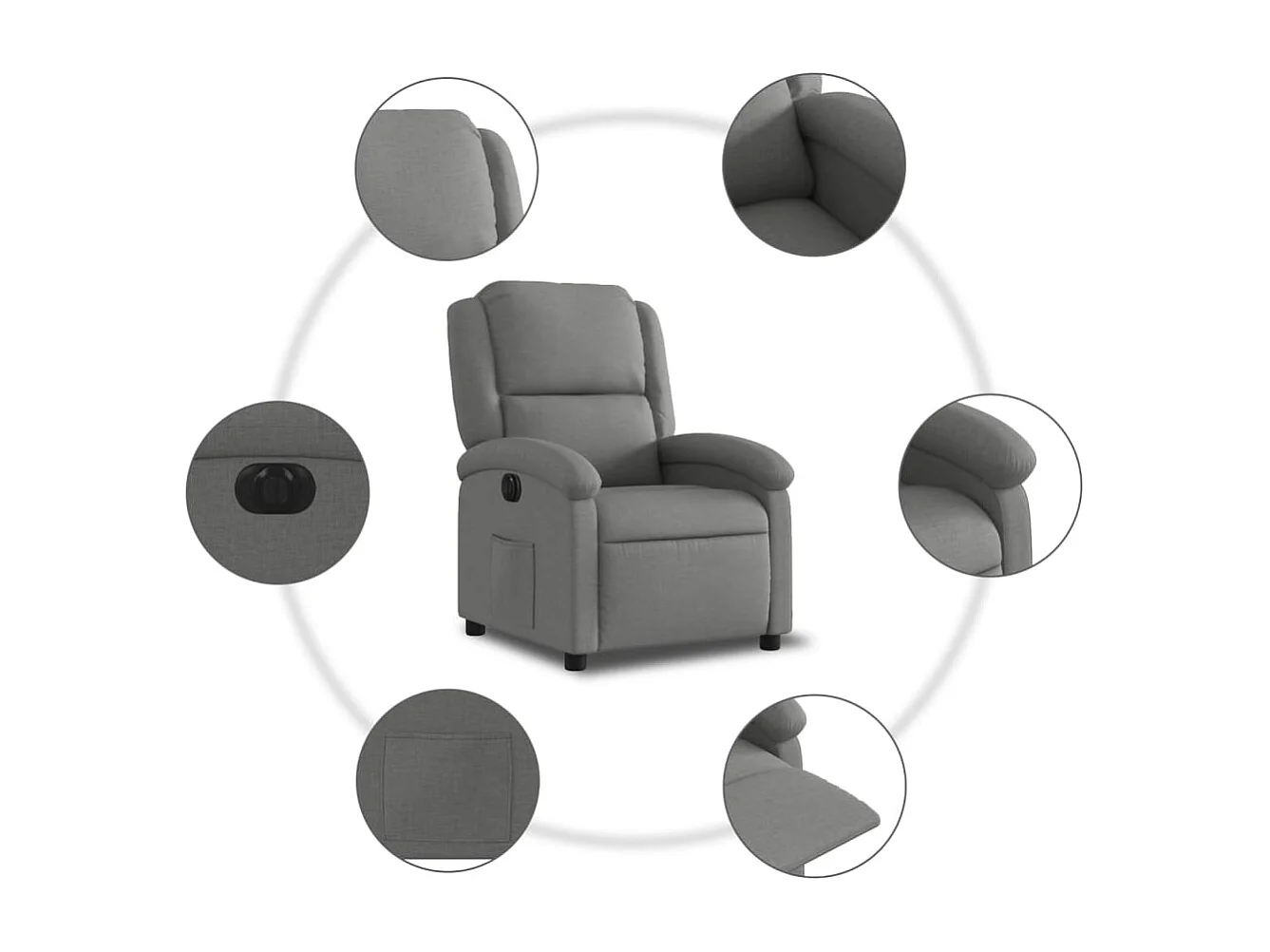 Fauteuil relax TV fonction tissu grise 71 x 86.5 x 99.5 cm DEC028338