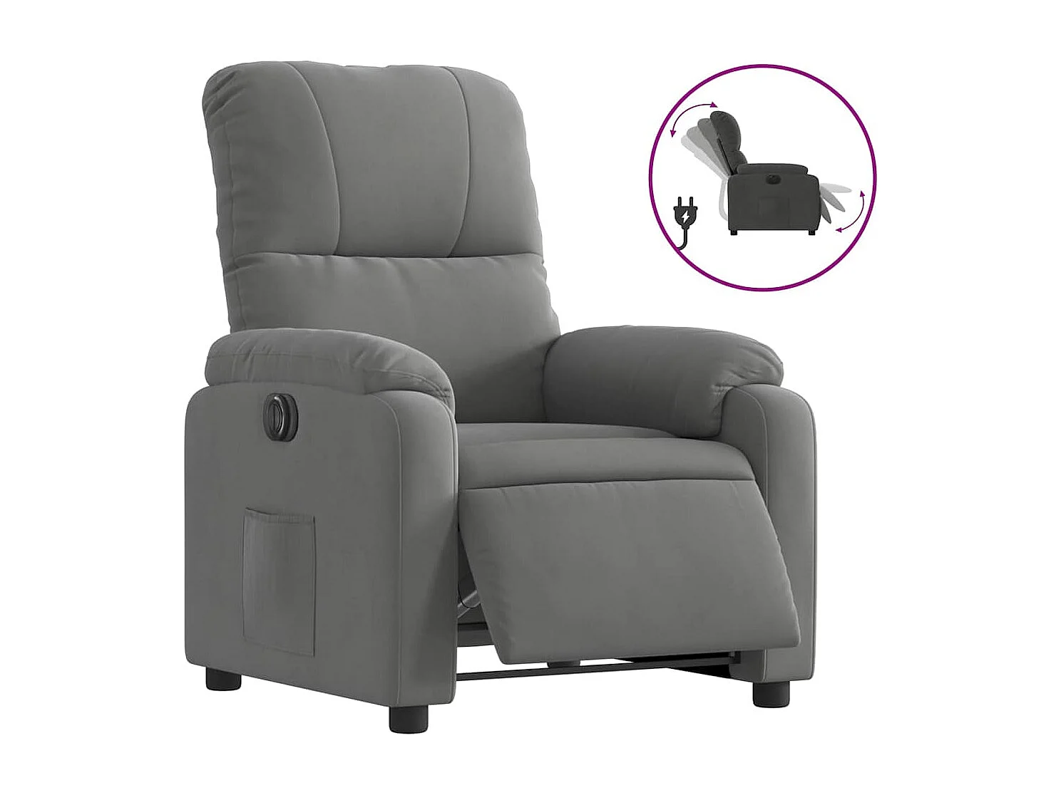 Fauteuil relax TV fonction tissu grise 75 x 89.5 x 103.5 cm DEC028367