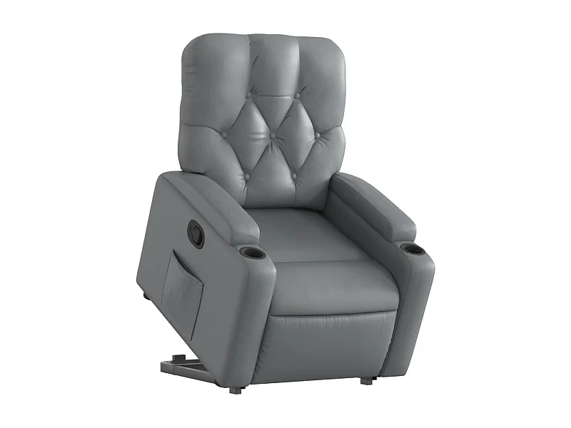 Fauteuil relax TV rembourrage PVC grise 74 x 86.5 x 93.5 cm DEC027970