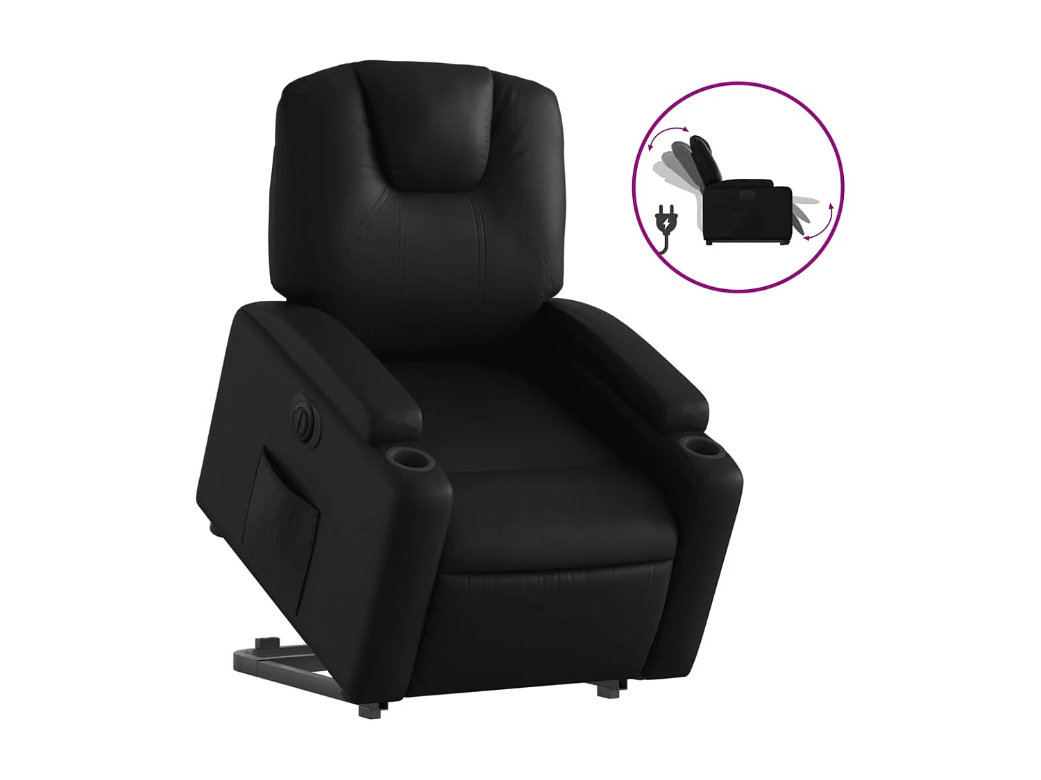 Fauteuil relax TV fonction PVC noire 74 x 88 x 97 cm DEC028462