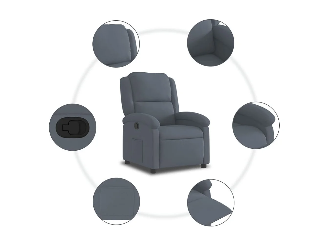 Fauteuil relax TV rembourrage grise 71 x 86.5 x 99.5 cm DEC027963