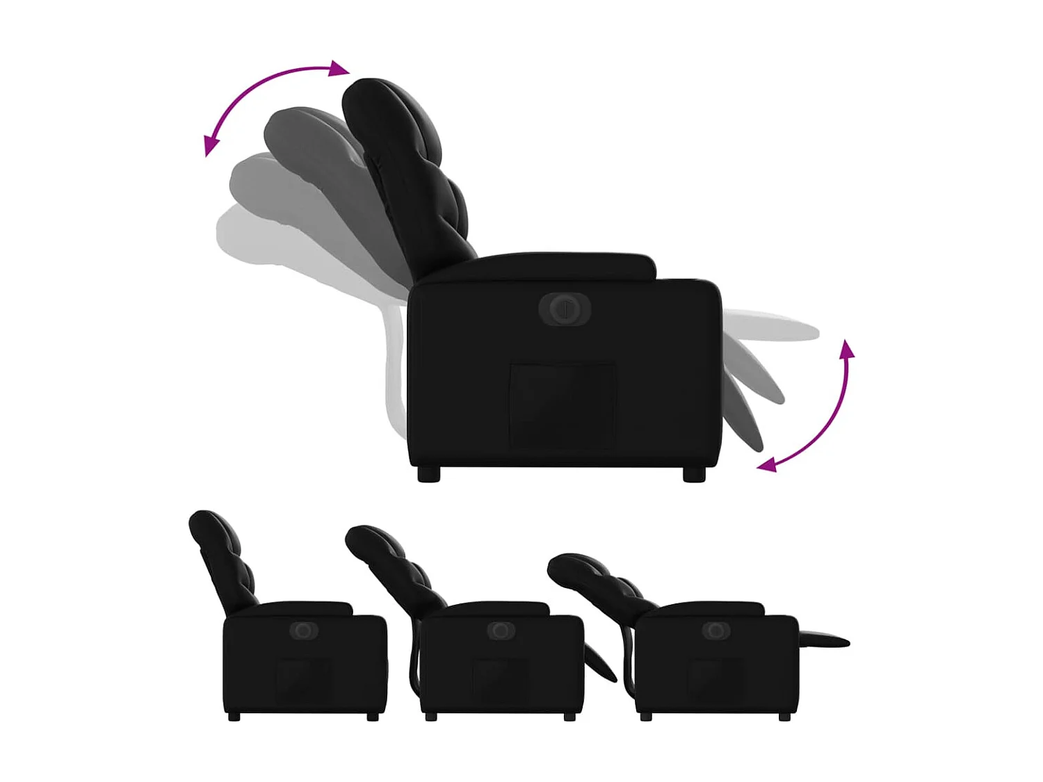 Fauteuil relax TV fonction PVC noire 74 x 89 x 100 cm DEC028466