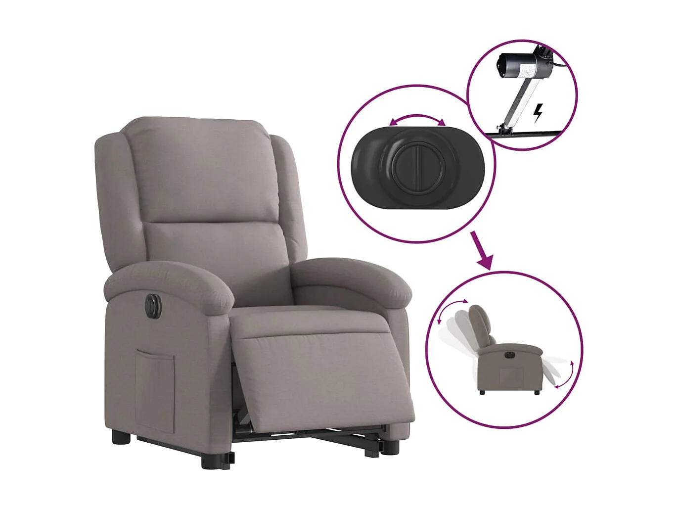 Fauteuil relax TV fonction tissu 71 x 86.5 x 99.5 cm DEC028573