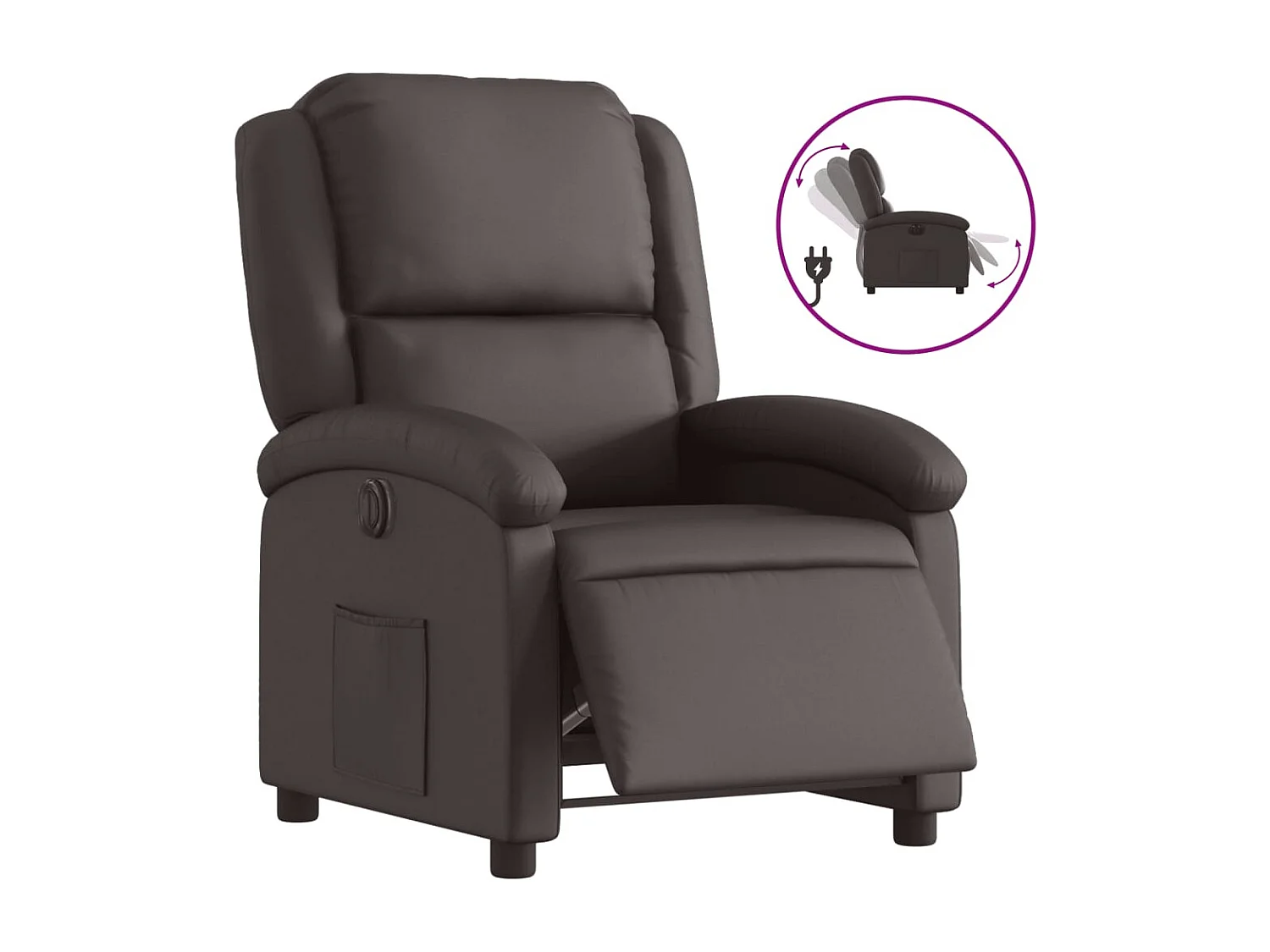 Fauteuil relax TV fonction cuir marron 71 x 86.5 x 99.5 cm DEC028397