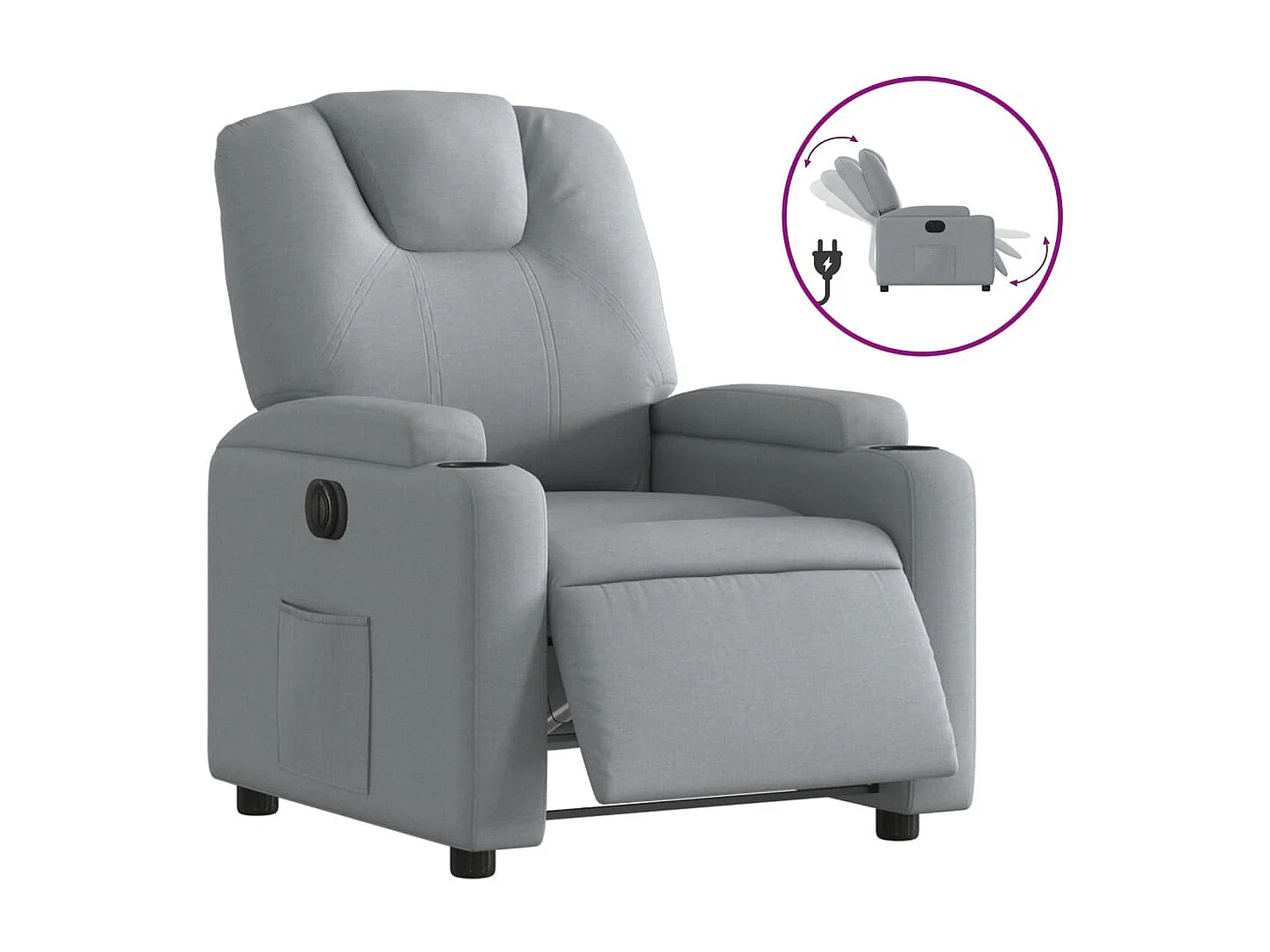 Fauteuil relax TV fonction tissu grise 74 x 88 x 97 cm DEC028312