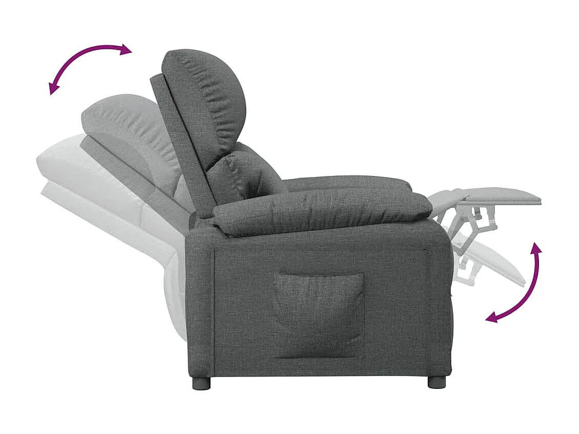 Fauteuil relax TV rembourrage tissu grise 70.5 x 90 x 100 cm DEC027927