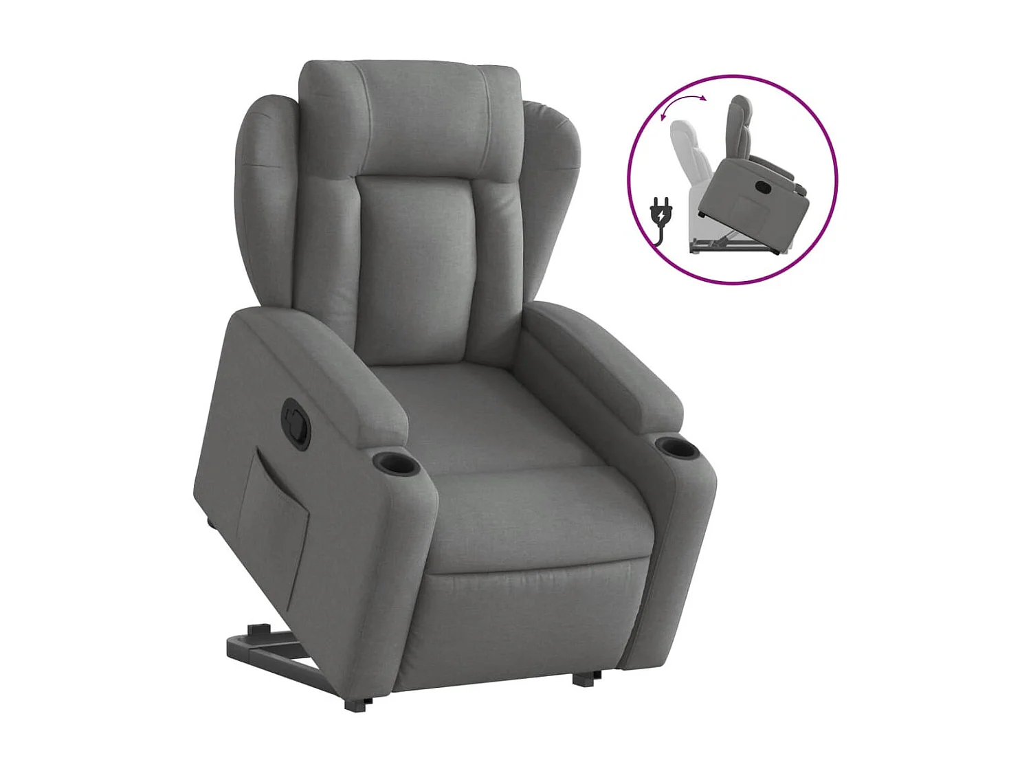 Fauteuil relax TV rembourrage tissu grise 77 x 94.5 x 100 cm DEC027955