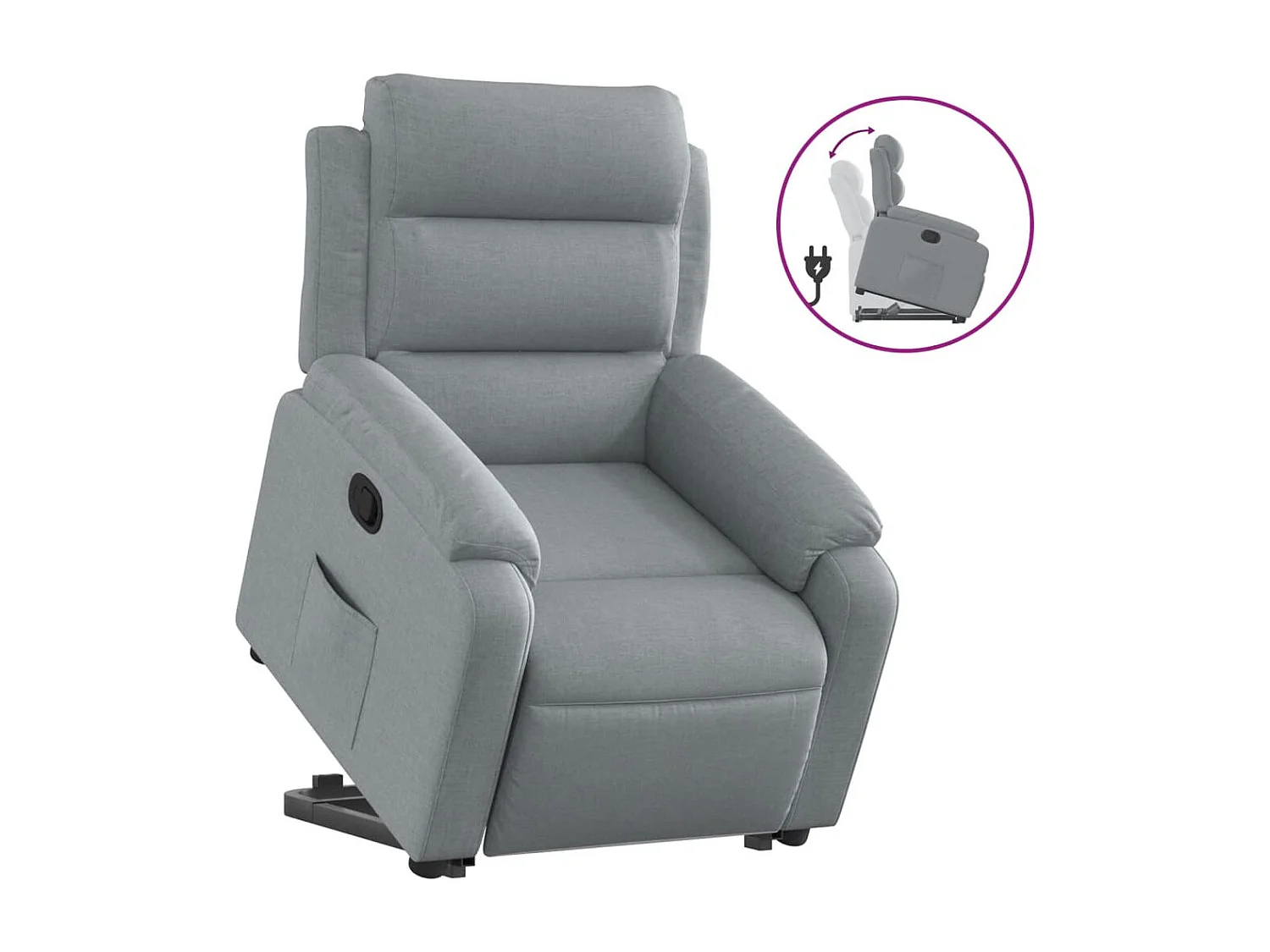 Fauteuil relax TV rembourrage tissu grise 75 x 92.5 x 100 cm DEC027902
