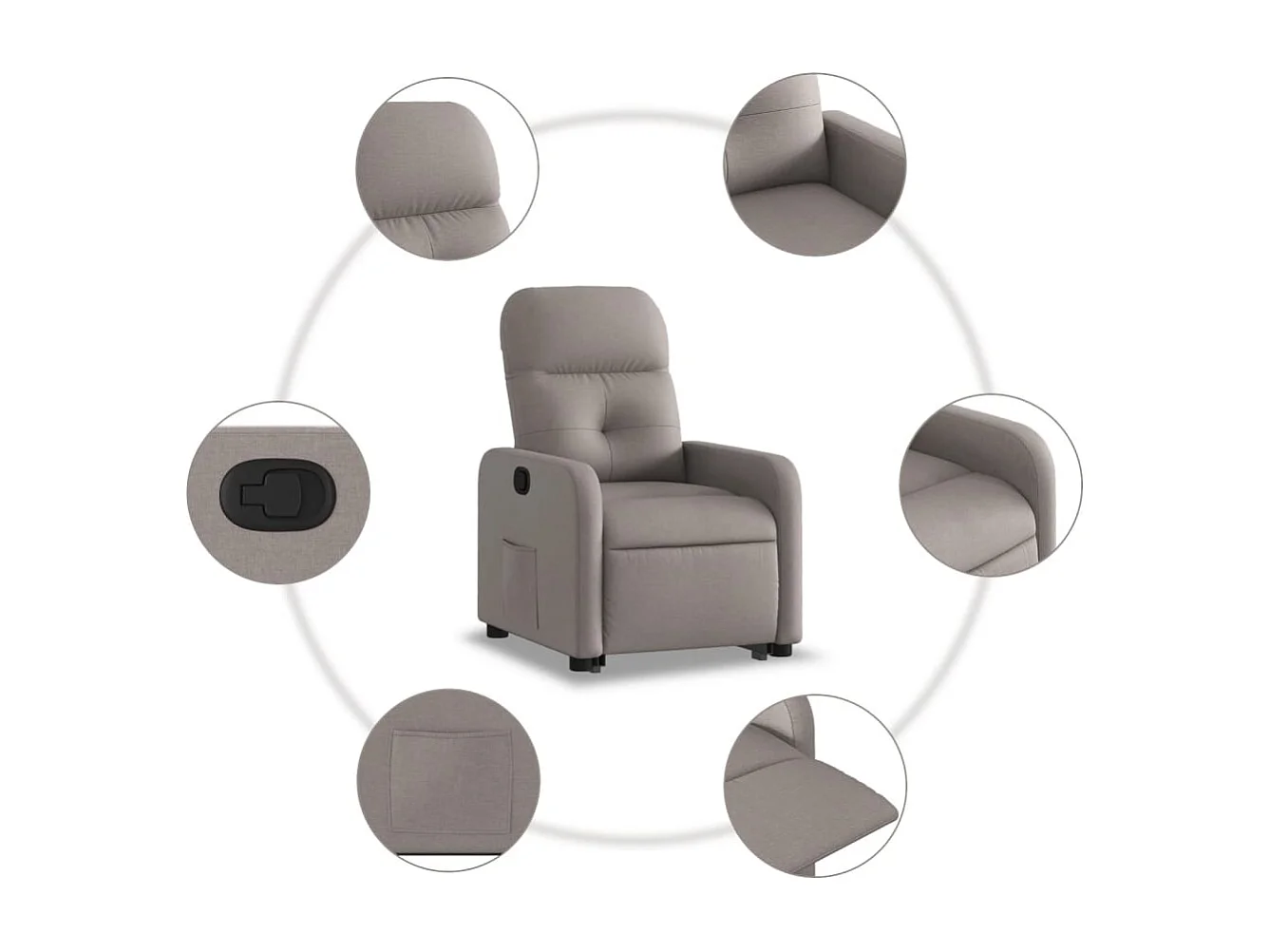 Fauteuil relax TV rembourrage tissu 66 x 89 x 96 cm DEC028193