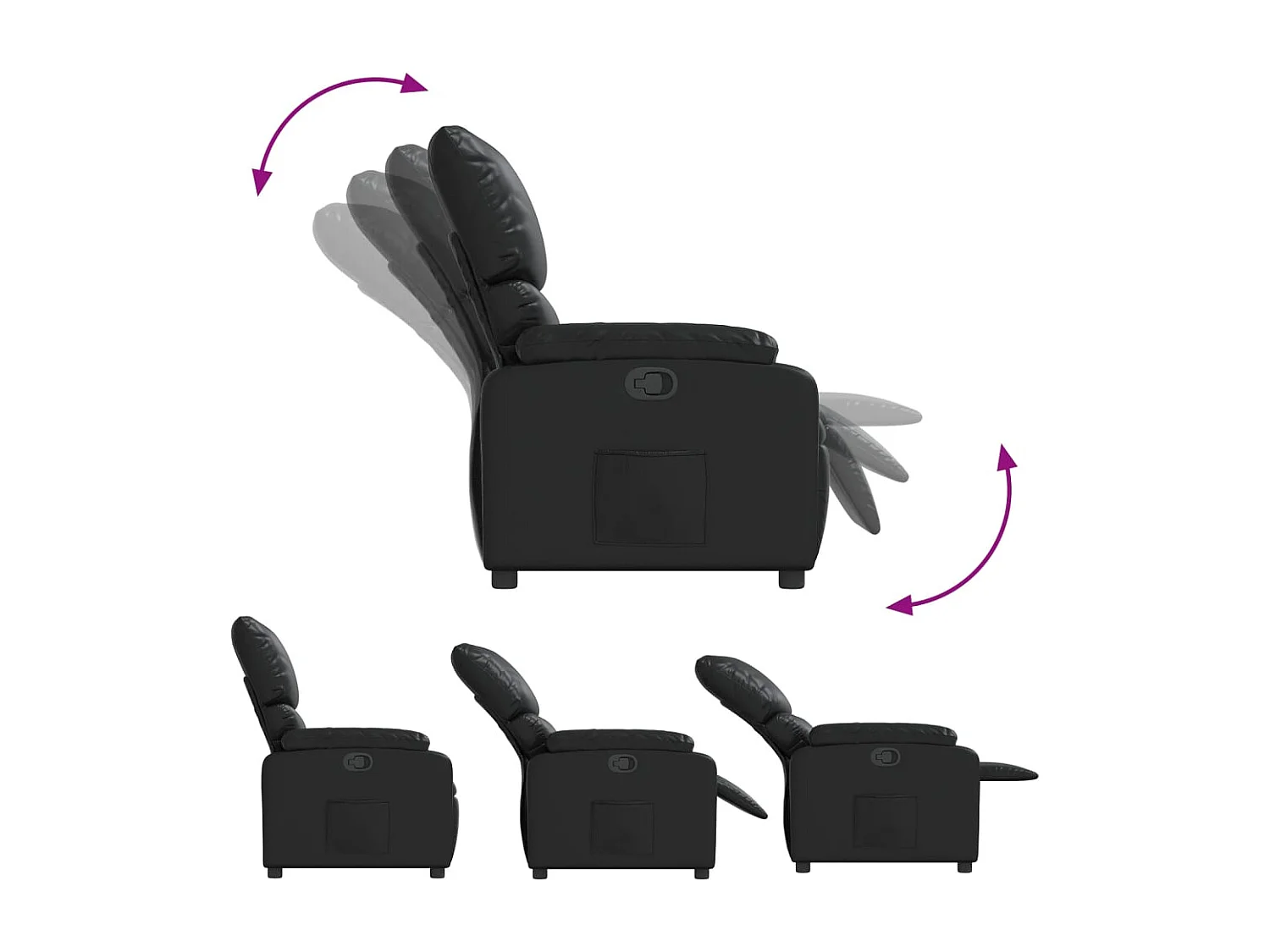 Fauteuil relax TV rembourrage PVC noire 75 x 99 x 99 cm DEC028081