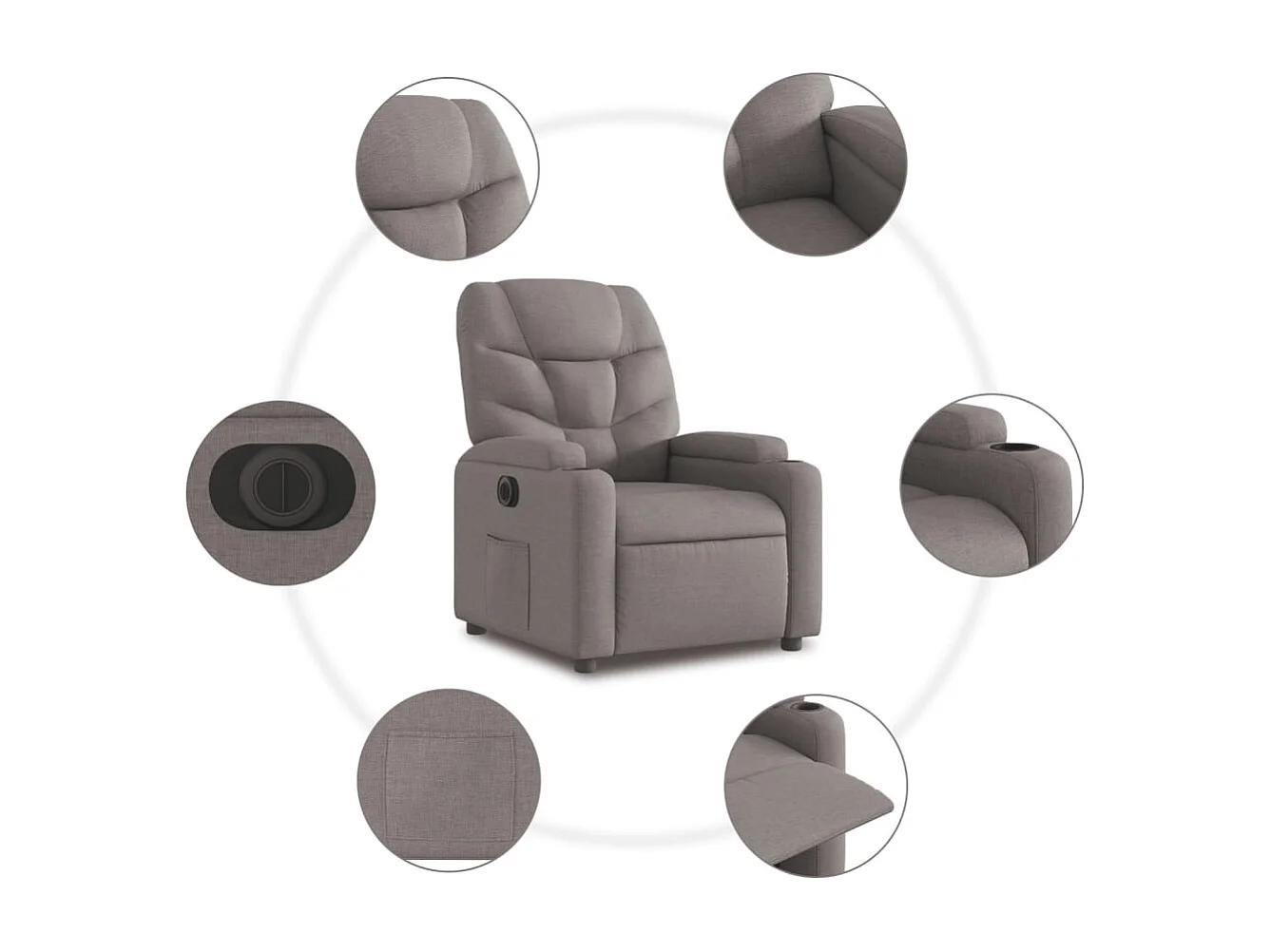 Fauteuil relax TV fonction tissu 74 x 89 x 100 cm DEC028570
