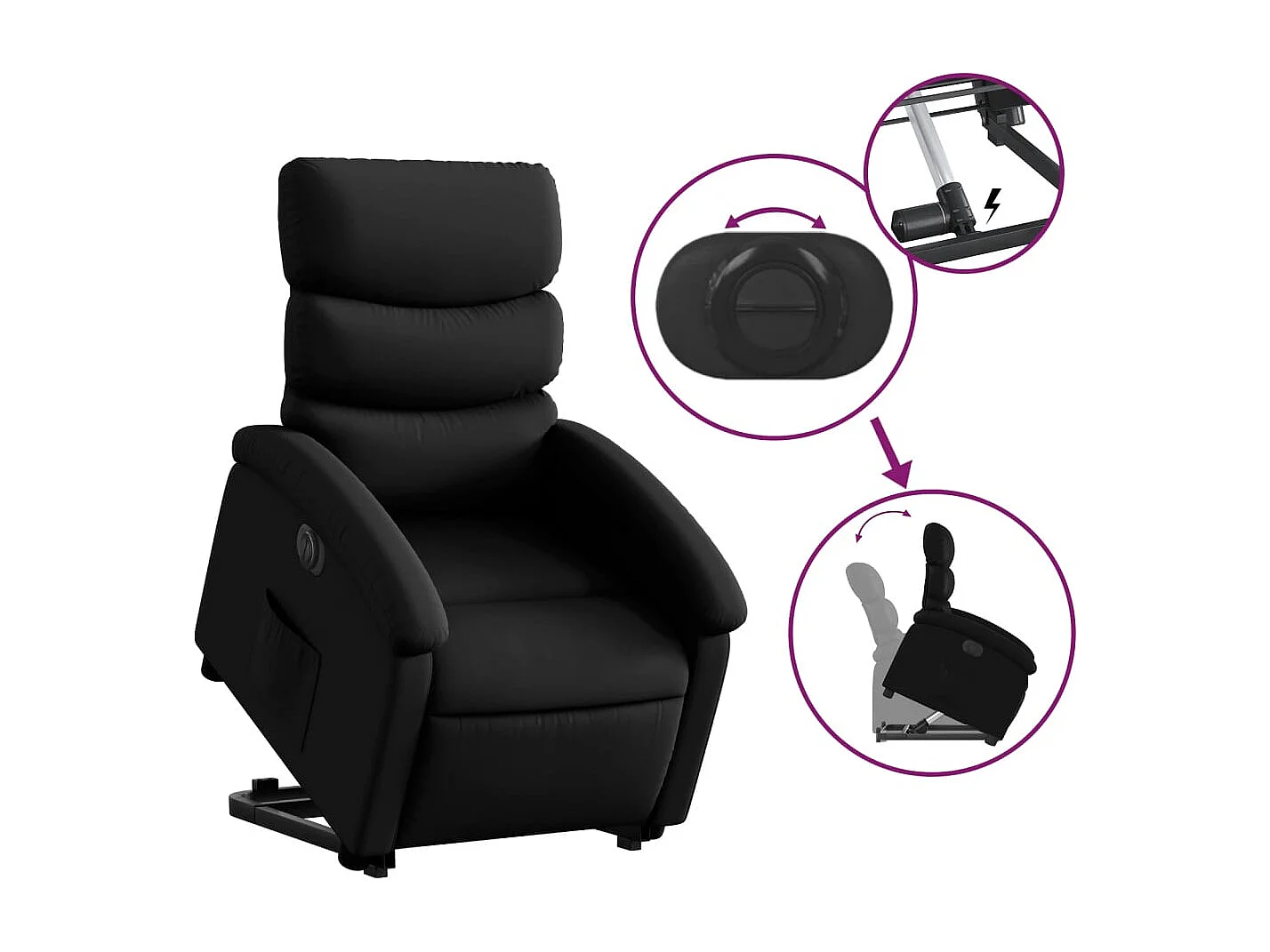 Fauteuil relax TV fonction PVC noire 70 x 92 x 99.5 cm DEC028474