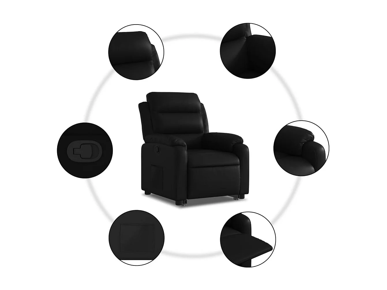 Fauteuil relax TV rembourrage PVC noire 75 x 92.5 x 100 cm DEC028069