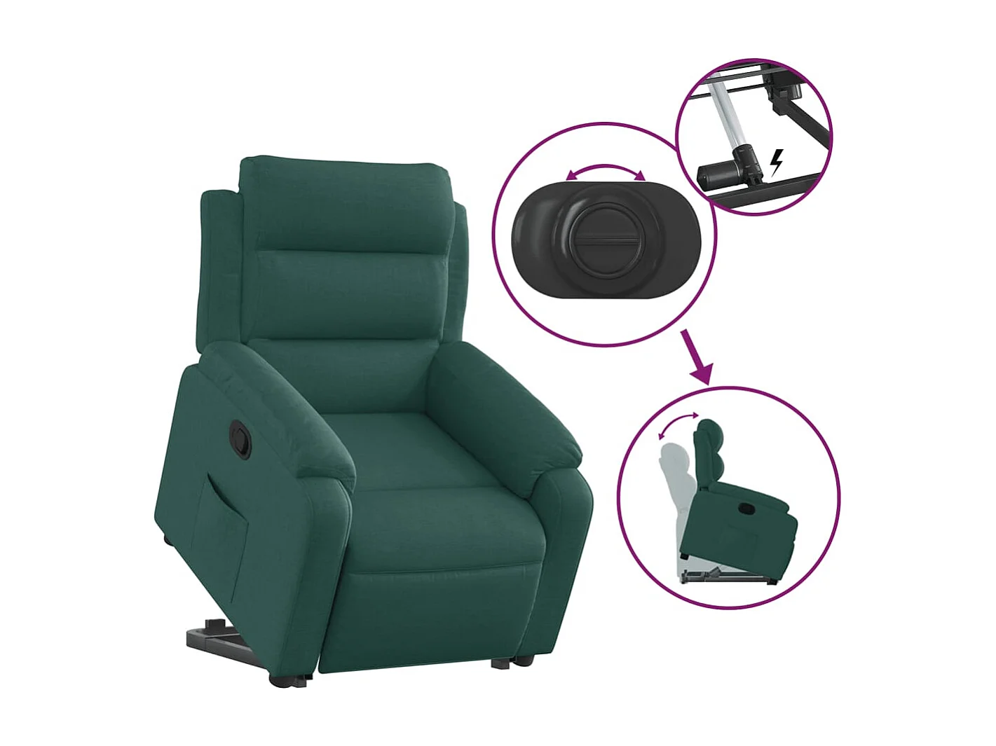 Fauteuil relax TV rembourrage tissu 75 x 92.5 x 100 cm DEC028230