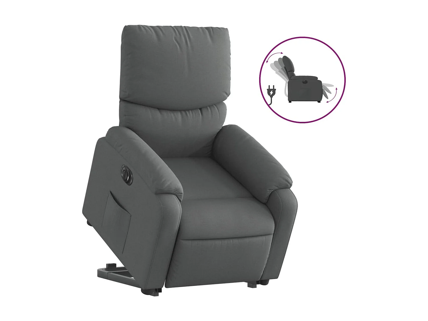 Fauteuil relax TV fonction tissu grise 75 x 99 x 99 cm DEC028352