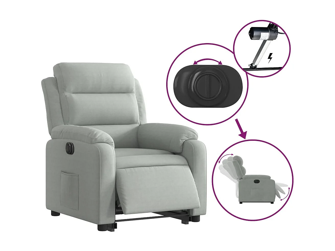 Fauteuil relax TV fonction grise 75 x 92.5 x 100 cm DEC028334
