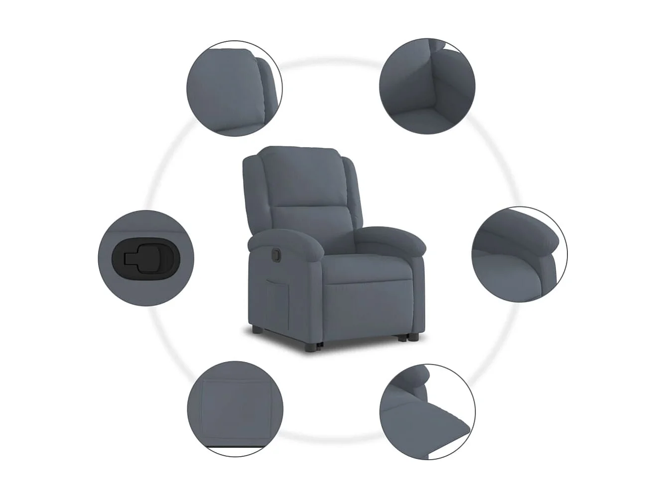 Fauteuil relax TV rembourrage grise 71 x 86.5 x 99.5 cm DEC027965