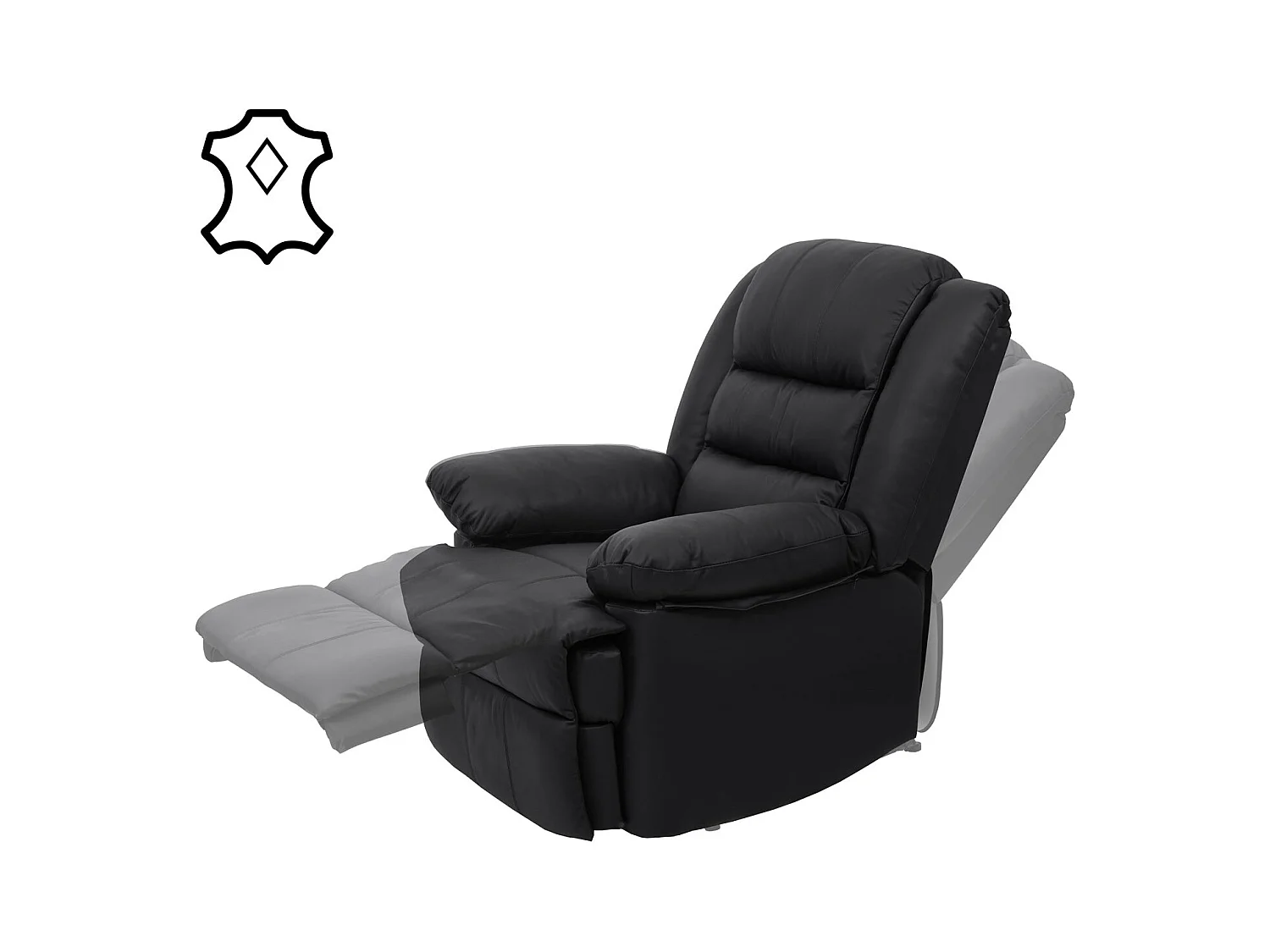 Fauteuil TV inclinable large cuir noire 87 x 150 x 101 cm 04_0006884