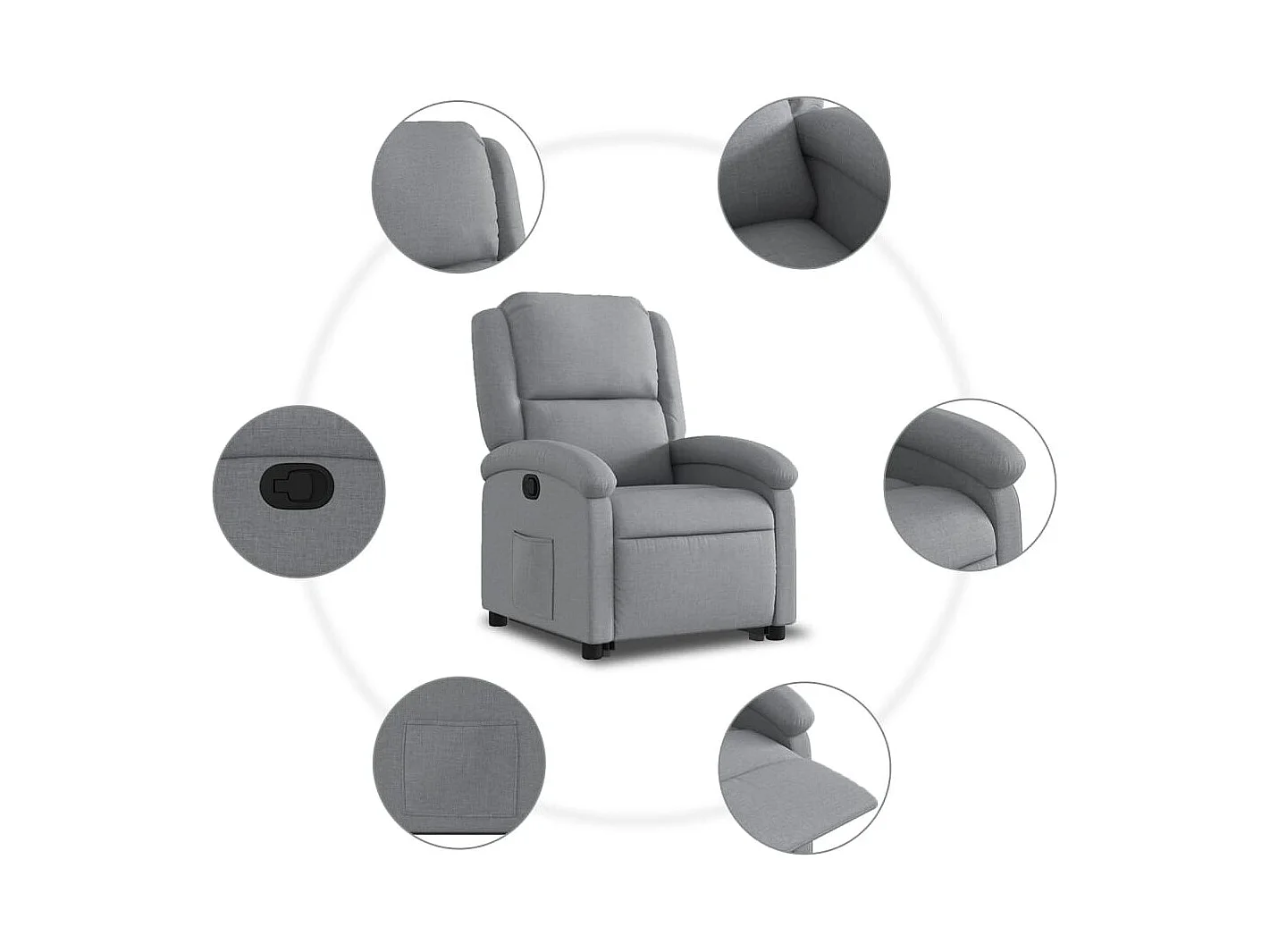 Fauteuil relax TV rembourrage tissu grise 71 x 86.5 x 99.5 cm DEC027907