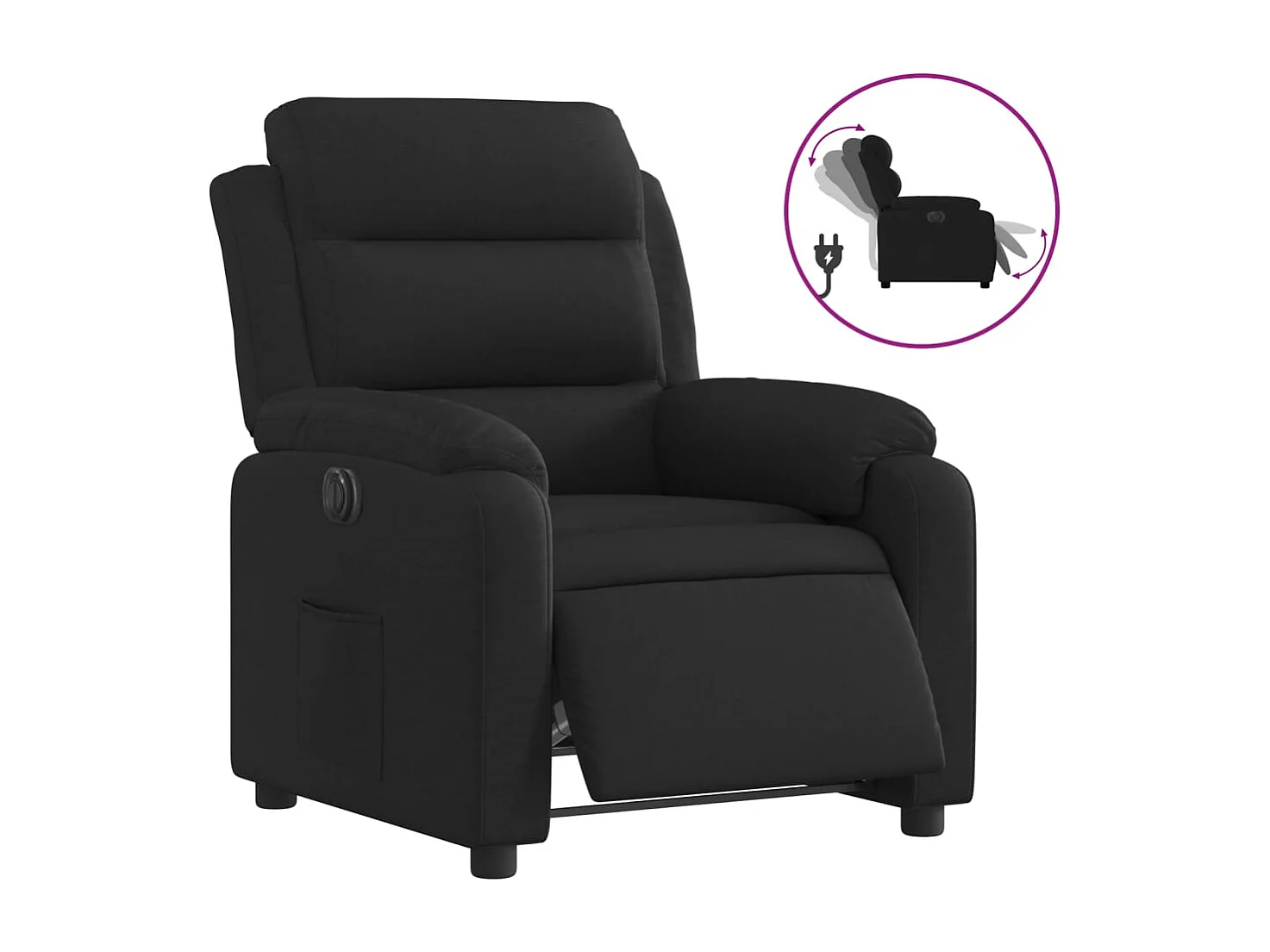 Fauteuil relax TV fonction tissu noire 75 x 92.5 x 100 cm DEC028503