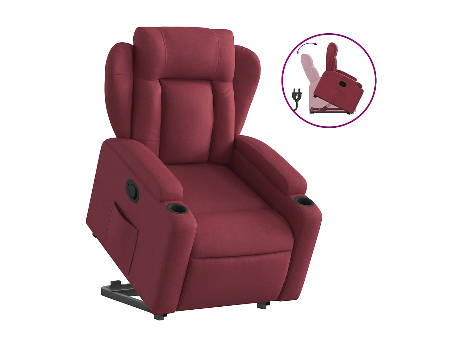Fauteuil relax TV rembourrage tissu bordeaux 77 x 94.5 x 100 cm DEC028144
