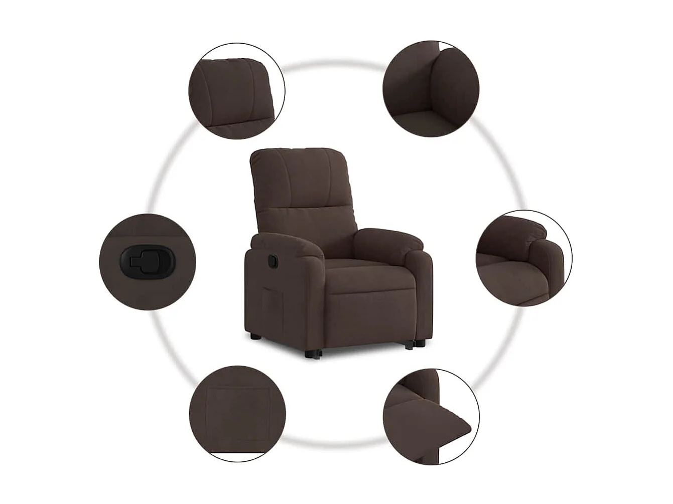 Fauteuil relax TV rembourrage tissu marron 75 x 89.5 x 103.5 cm DEC028061