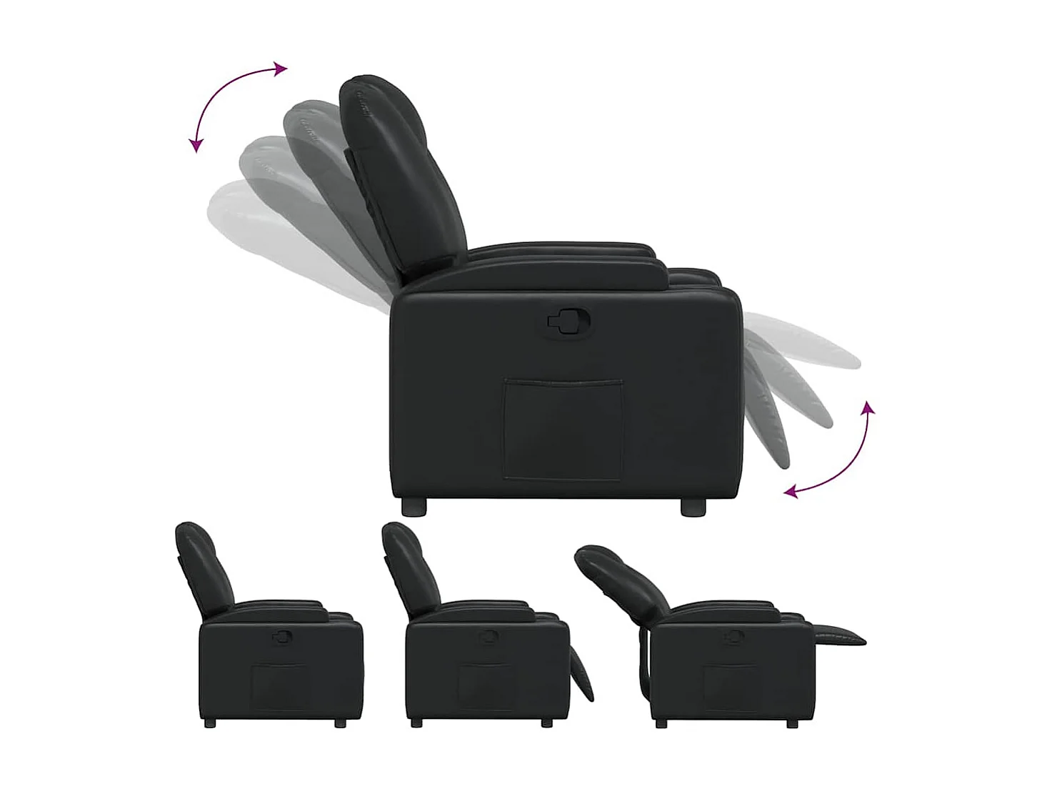 Fauteuil relax TV rembourrage PVC noire 74 x 88 x 97 cm DEC028084