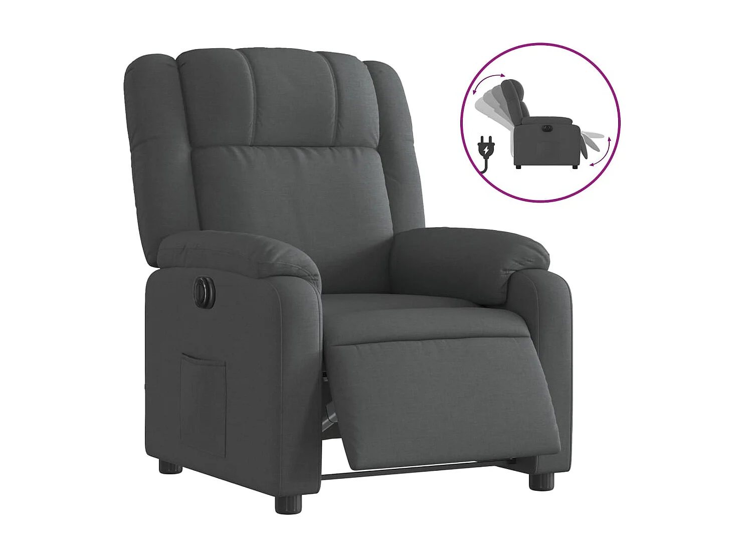 Fauteuil relax TV fonction tissu grise 77 x 95 x 99 cm DEC028340