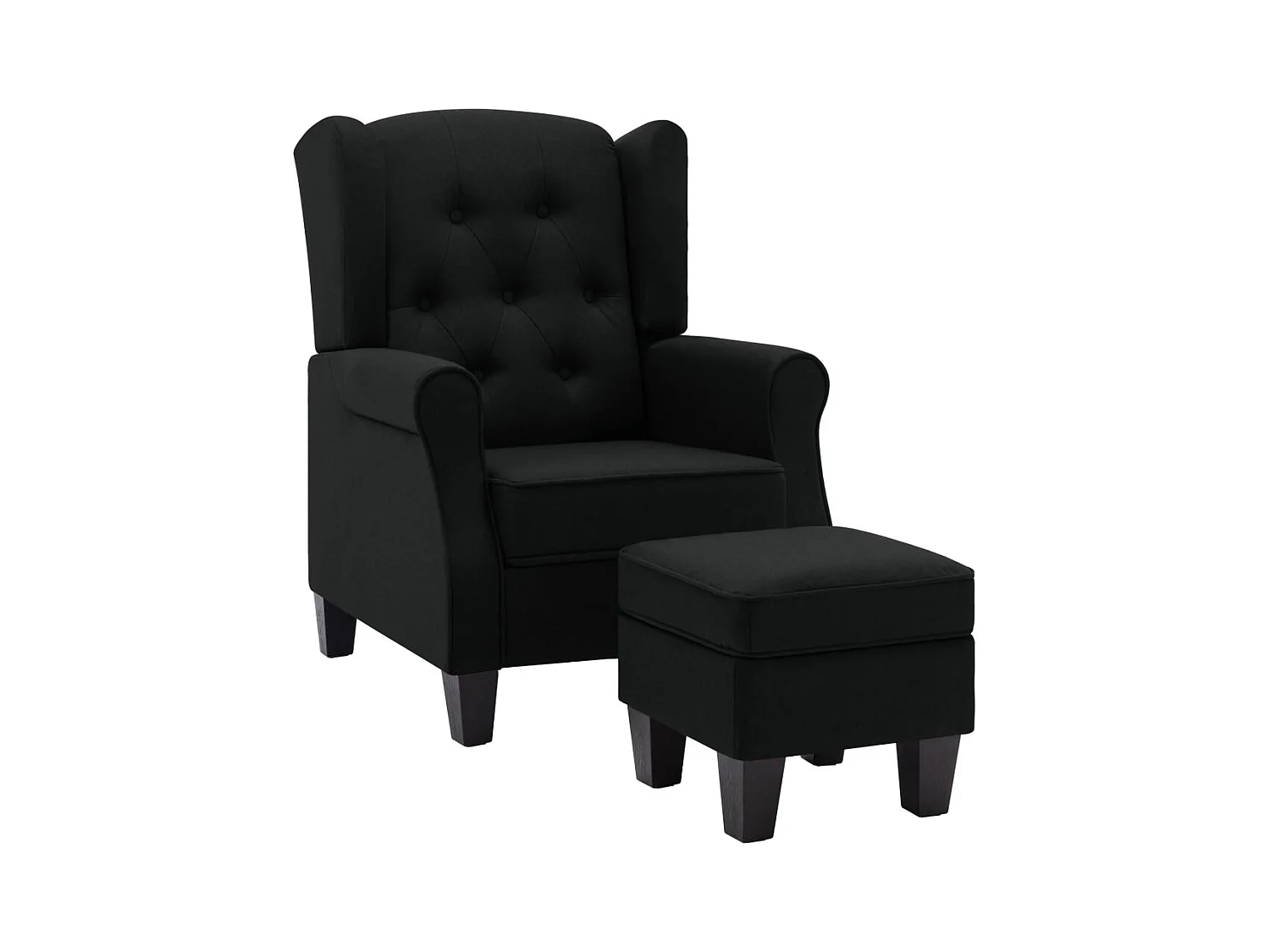 Fauteuil lounge design moderne tissu noire 68 x 78 x 94 cm DEC026840
