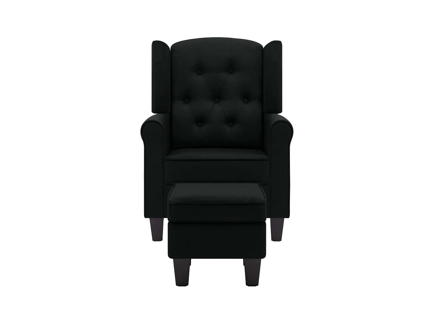 Fauteuil lounge design moderne tissu noire 68 x 78 x 94 cm DEC026840