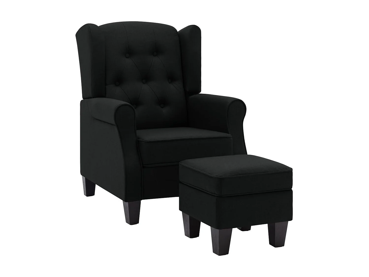 Fauteuil lounge design moderne tissu noire 68 x 78 x 94 cm DEC026840