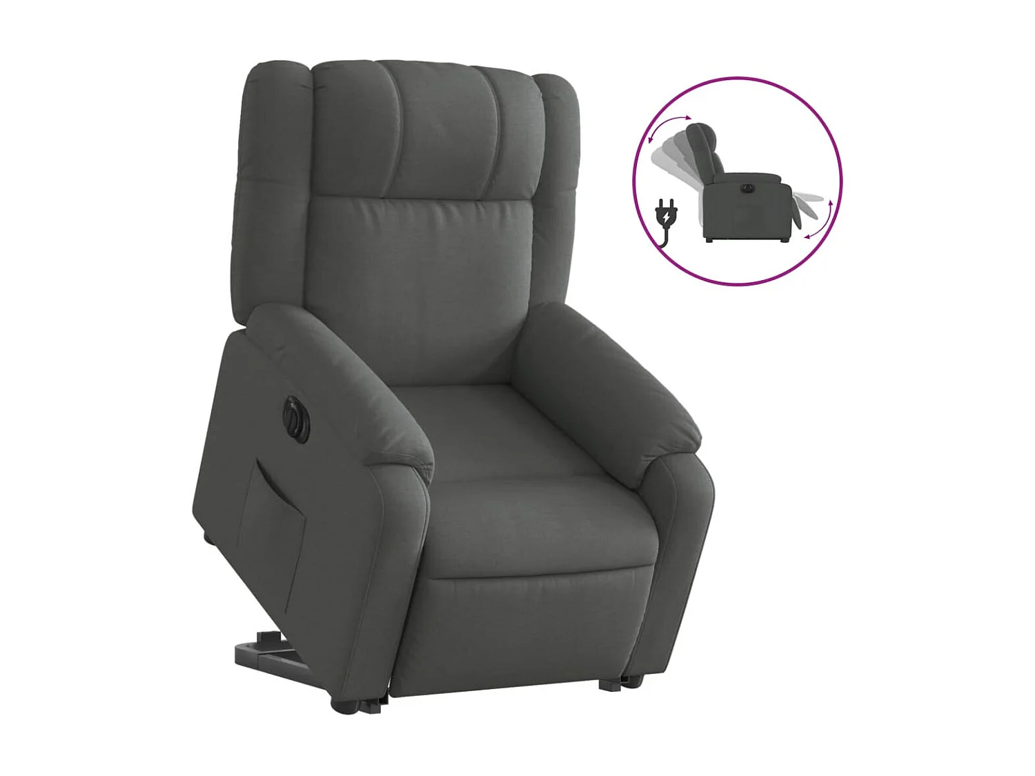 Fauteuil relax TV fonction tissu grise 77 x 95 x 99 cm DEC028361