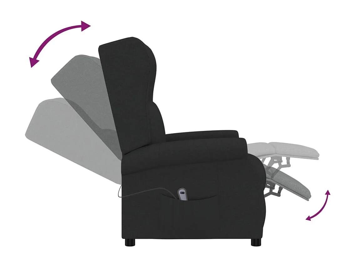 Fauteuil relax TV avec tissu noire 73 x 95 x 103 cm DEC028620