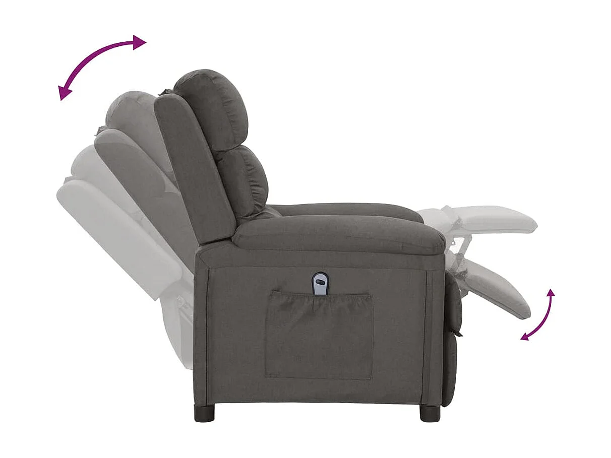 Fauteuil relax TV fonction tissu grise 74 x 92 x 101.5 cm DEC028353