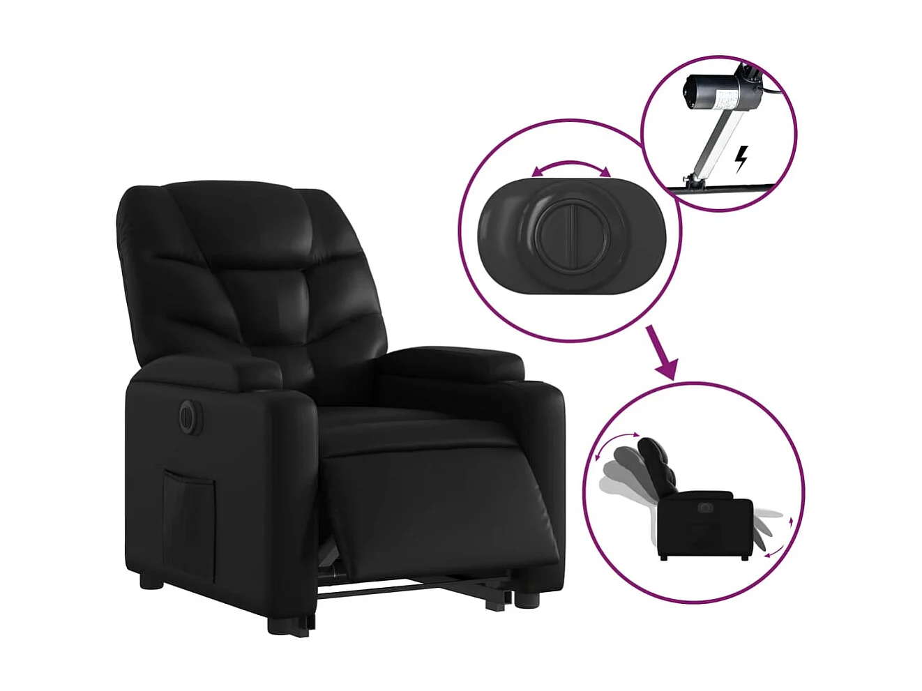 Fauteuil relax TV fonction PVC noire 74 x 89 x 100 cm DEC028463