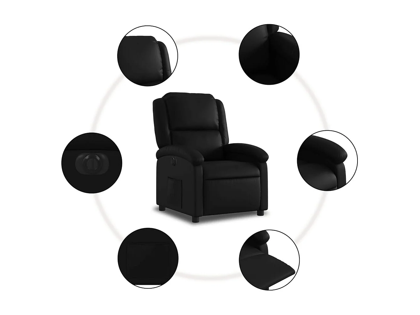 Fauteuil relax TV fonction PVC noire 71 x 86.5 x 99.5 cm DEC028468