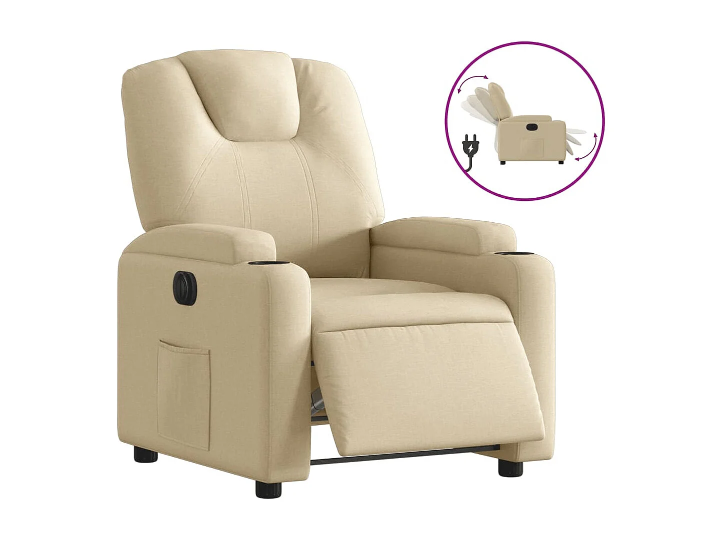 Fauteuil relax TV fonction tissu crème 74 x 88 x 97 cm DEC028288