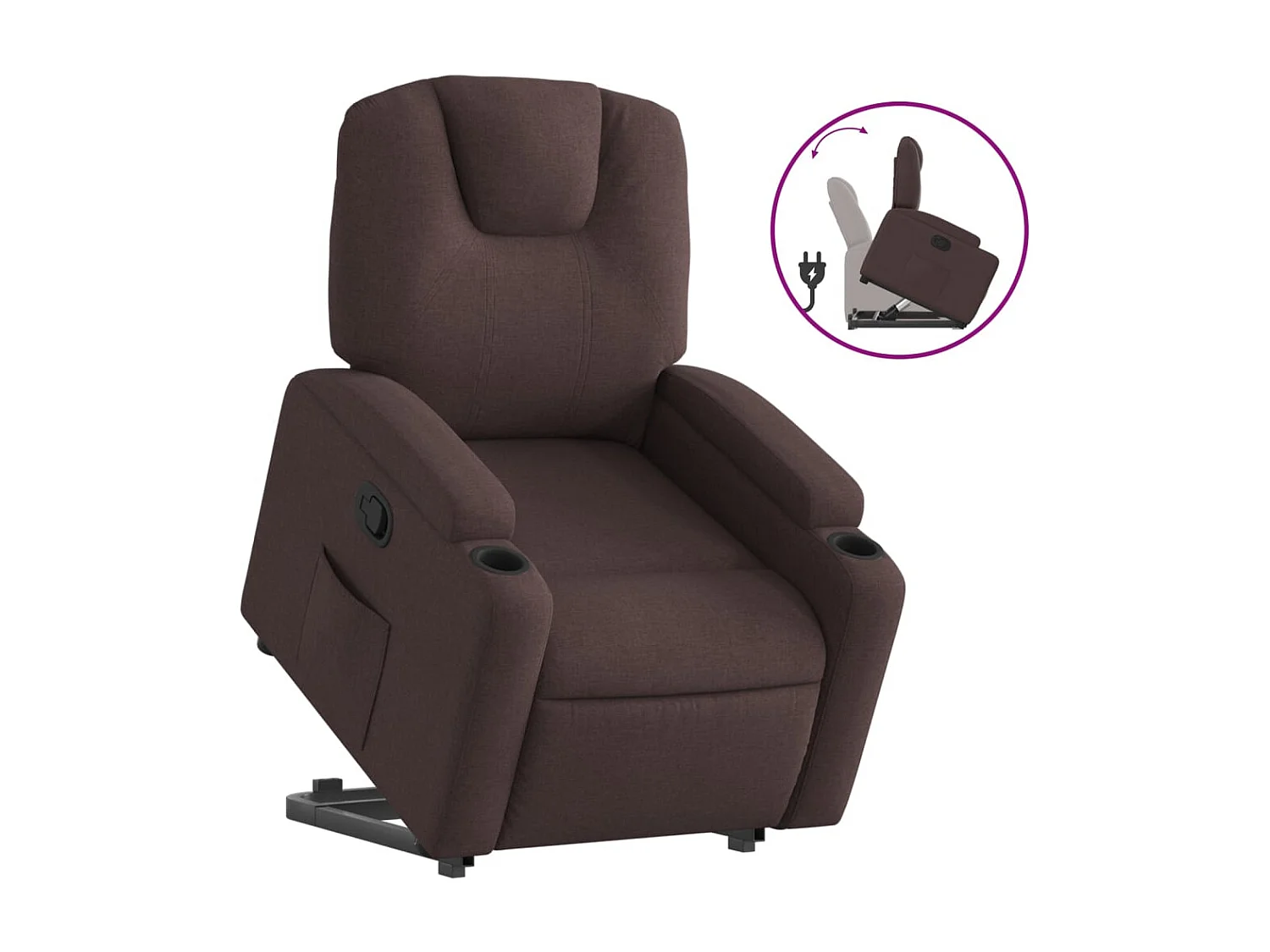 Fauteuil relax TV rembourrage tissu marron 74 x 88 x 97 cm DEC028010