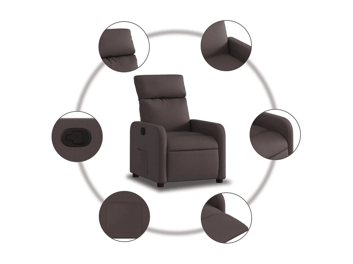 Fauteuil relax TV rembourrage tissu marron 66 x 89.5 x 95.5 cm DEC028005