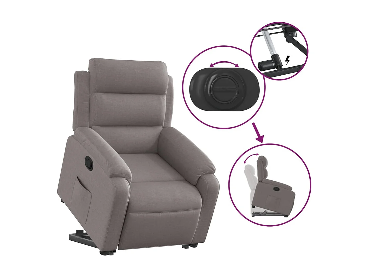 Fauteuil relax TV rembourrage tissu 75 x 92.5 x 100 cm DEC028184