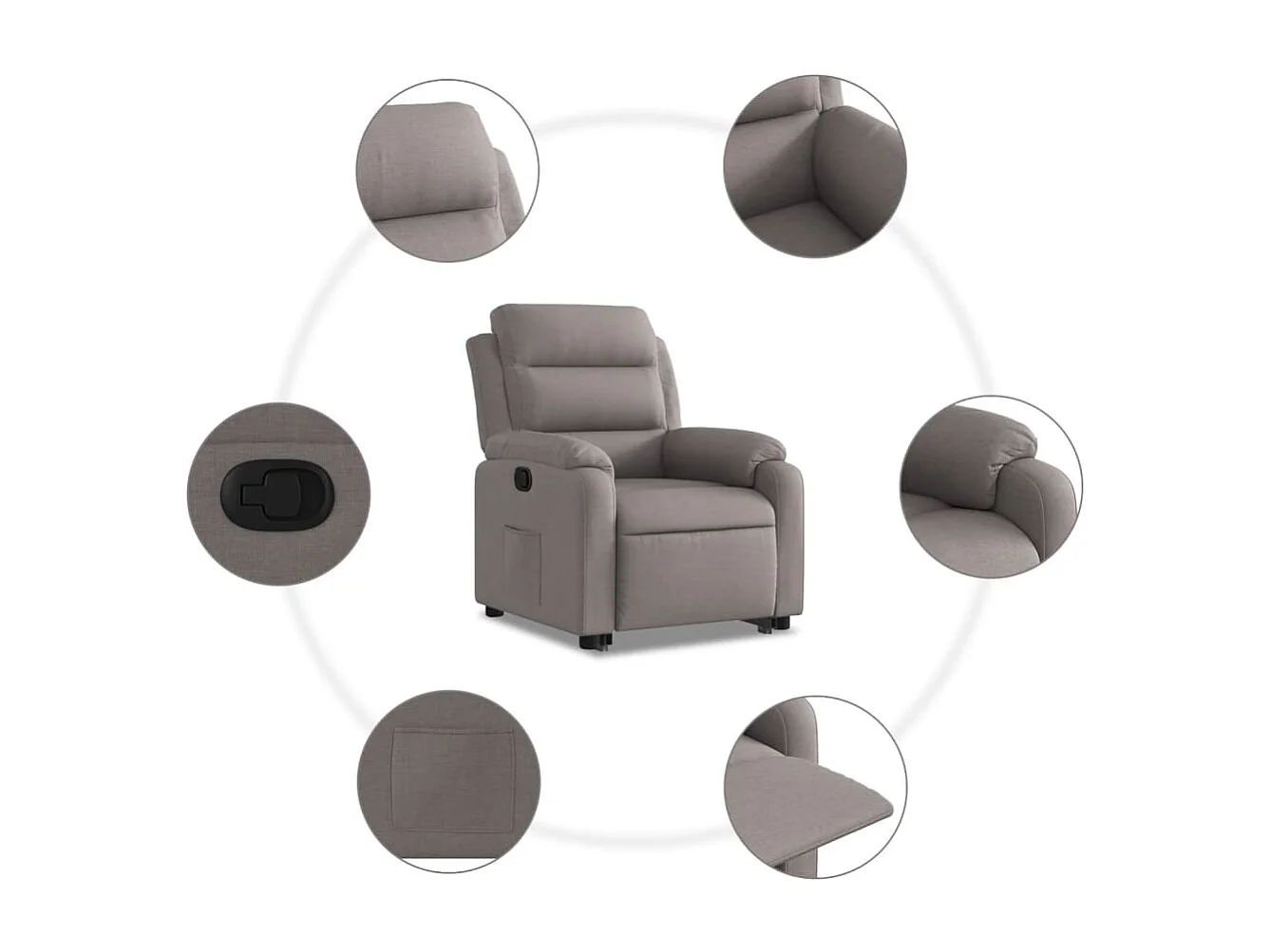 Fauteuil relax TV rembourrage tissu 75 x 92.5 x 100 cm DEC028184